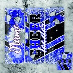 Tumbler Cup 20oz - blau schwarz- "Cheerleader" - mit Namen